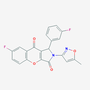 molecular formula C21H12F2N2O4 B349100 7-Fluoro-1-(3-fluorophenyl)-2-(5-methyl-3-isoxazolyl)-1,2-dihydrochromeno[2,3-c]pyrrole-3,9-dione CAS No. 874396-85-7