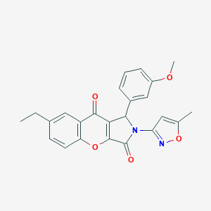 molecular formula C24H20N2O5 B349104 7-Ethyl-1-(3-methoxyphenyl)-2-(5-methyl-3-isoxazolyl)-1,2-dihydrochromeno[2,3-c]pyrrole-3,9-dione CAS No. 874397-17-8