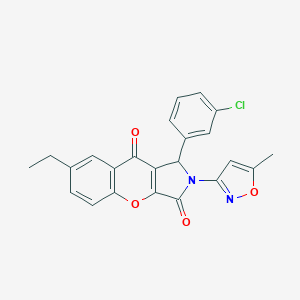 molecular formula C23H17ClN2O4 B349105 1-(3-Chlorophenyl)-7-ethyl-2-(5-methyl-3-isoxazolyl)-1,2-dihydrochromeno[2,3-c]pyrrole-3,9-dione CAS No. 874397-19-0