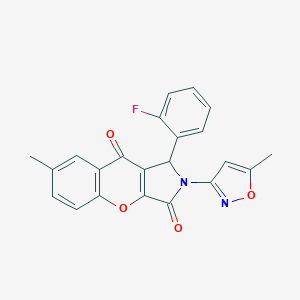 molecular formula C22H15FN2O4 B349106 1-(2-Fluorophenyl)-7-methyl-2-(5-methyl-3-isoxazolyl)-1,2-dihydrochromeno[2,3-c]pyrrole-3,9-dione CAS No. 874395-44-5
