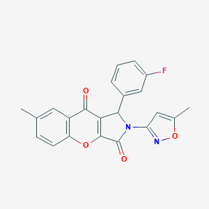 molecular formula C22H15FN2O4 B349107 1-(3-Fluorophenyl)-7-methyl-2-(5-methyl-3-isoxazolyl)-1,2-dihydrochromeno[2,3-c]pyrrole-3,9-dione CAS No. 874395-48-9
