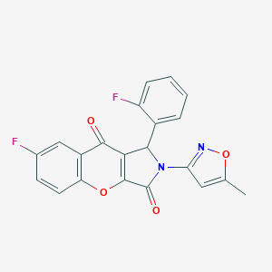 molecular formula C21H12F2N2O4 B349112 7-Fluoro-1-(2-fluorophenyl)-2-(5-methyl-3-isoxazolyl)-1,2-dihydrochromeno[2,3-c]pyrrole-3,9-dione CAS No. 874397-26-9