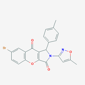 molecular formula C22H15BrN2O4 B349113 7-Bromo-2-(5-methyl-3-isoxazolyl)-1-(4-methylphenyl)-1,2-dihydrochromeno[2,3-c]pyrrole-3,9-dione CAS No. 874395-60-5