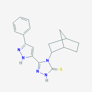4-bicyclo[2.2.1]hept-2-yl-5-(3-phenyl-1H-pyrazol-5-yl)-4H-1,2,4-triazol-3-yl hydrosulfide
