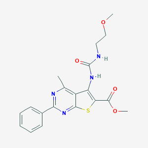 molecular formula C19H20N4O4S B349142 Methyl 5-{[(2-methoxyethyl)carbamoyl]amino}-4-methyl-2-phenylthieno[2,3-d]pyrimidine-6-carboxylate CAS No. 921126-82-1