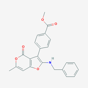 B349151 methyl 4-[2-(benzylamino)-6-methyl-4-oxo-4H-furo[3,2-c]pyran-3-yl]benzoate CAS No. 881076-72-8
