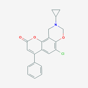 molecular formula C20H16ClNO3 B349165 6-chloro-9-cyclopropyl-4-phenyl-9,10-dihydro-2H,8H-chromeno[8,7-e][1,3]oxazin-2-one CAS No. 903192-10-9
