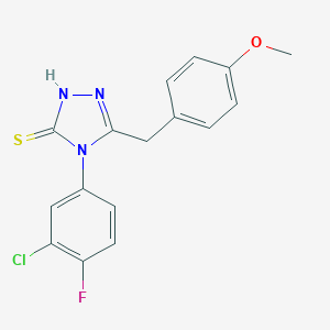 molecular formula C16H13ClFN3OS B349168 4-(3-chloro-4-fluorophenyl)-5-(4-methoxybenzyl)-4H-1,2,4-triazole-3-thiol CAS No. 896674-28-5