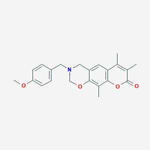 molecular formula C22H23NO4 B349178 3-(4-methoxybenzyl)-6,7,10-trimethyl-3,4-dihydro-2H,8H-chromeno[6,7-e][1,3]oxazin-8-one CAS No. 853894-73-2
