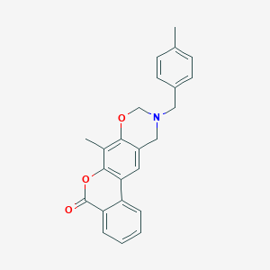 molecular formula C24H21NO3 B349179 7-Methyl-10-[(4-methylphenyl)methyl]-9,11-dihydroisochromeno[4,3-g][1,3]benzoxazin-5-one CAS No. 853894-37-8