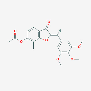 molecular formula C21H20O7 B349184 (2Z)-7-methyl-3-oxo-2-(3,4,5-trimethoxybenzylidene)-2,3-dihydro-1-benzofuran-6-yl acetate CAS No. 859665-09-1