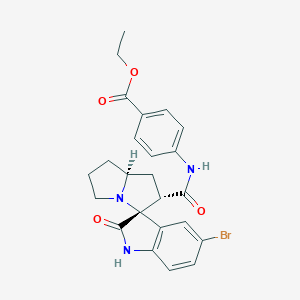 molecular formula C24H24BrN3O4 B349193 ethyl 4-[[(2S,3R,8S)-5'-bromo-2'-oxospiro[1,2,5,6,7,8-hexahydropyrrolizine-3,3'-1H-indole]-2-carbonyl]amino]benzoate CAS No. 956996-28-4