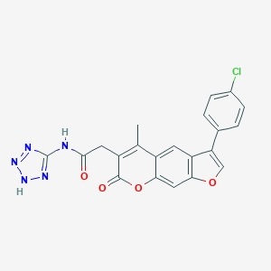 molecular formula C21H14ClN5O4 B349194 2-[3-(4-chlorophenyl)-5-methyl-7-oxo-7H-furo[3,2-g]chromen-6-yl]-N-(1H-tetraazol-5-yl)acetamide CAS No. 921068-76-0