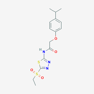 molecular formula C15H19N3O4S2 B349199 N-[5-(ethylsulfonyl)-1,3,4-thiadiazol-2-yl]-2-[4-(propan-2-yl)phenoxy]acetamide CAS No. 901665-71-2