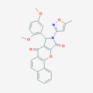molecular formula C27H20N2O6 B349200 8-(2,5-Dimethoxyphenyl)-9-(5-methyl-3-isoxazolyl)-8,9-dihydrobenzo[7,8]chromeno[2,3-c]pyrrole-7,10-dione CAS No. 902017-15-6