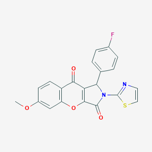 molecular formula C21H13FN2O4S B349206 1-(4-Fluorophenyl)-6-methoxy-2-(1,3-thiazol-2-yl)-1,2-dihydrochromeno[2,3-c]pyrrole-3,9-dione CAS No. 886170-58-7