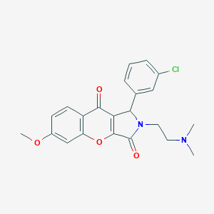 molecular formula C22H21ClN2O4 B349212 1-(3-Chlorophenyl)-2-(2-(dimethylamino)ethyl)-6-methoxy-1,2-dihydrochromeno[2,3-c]pyrrole-3,9-dione CAS No. 886153-64-6