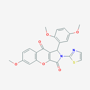 molecular formula C23H18N2O6S B349216 1-(2,5-Dimethoxyphenyl)-6-methoxy-2-(1,3-thiazol-2-yl)-1,2-dihydrochromeno[2,3-c]pyrrole-3,9-dione CAS No. 886171-93-3