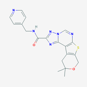 molecular formula C19H18N6O2S B349218 10,10-dimethyl-N-(4-pyridinylmethyl)-10,11-dihydro-8H-pyrano[4',3':4,5]thieno[3,2-e][1,2,4]triazolo[1,5-c]pyrimidine-2-carboxamide CAS No. 896077-53-5