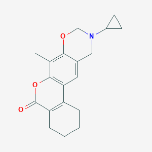 molecular formula C19H21NO3 B349220 10-Cyclopropyl-7-methyl-1,2,3,4,9,11-hexahydroisochromeno[4,3-g][1,3]benzoxazin-5-one CAS No. 904505-43-7