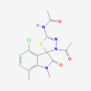 molecular formula C15H15ClN4O3S B349230 N-(4-acetyl-4'-chloro-1',7'-dimethyl-2'-oxospiro[1,3,4-thiadiazole-5,3'-indole]-2-yl)acetamide CAS No. 838881-57-5