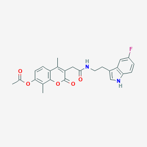 molecular formula C25H23FN2O5 B349233 3-(2-{[2-(5-fluoro-1H-indol-3-yl)ethyl]amino}-2-oxoethyl)-4,8-dimethyl-2-oxo-2H-chromen-7-yl acetate CAS No. 903194-69-4