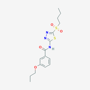 molecular formula C16H21N3O4S2 B349234 N-[5-(butylsulfonyl)-1,3,4-thiadiazol-2-yl]-3-propoxybenzamide CAS No. 898643-66-8
