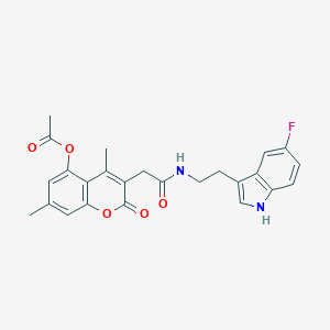 molecular formula C25H23FN2O5 B349236 3-(2-{[2-(5-fluoro-1H-indol-3-yl)ethyl]amino}-2-oxoethyl)-4,7-dimethyl-2-oxo-2H-chromen-5-yl acetate CAS No. 920458-87-3