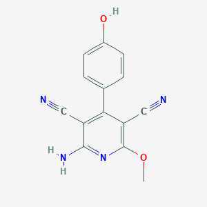 molecular formula C14H10N4O2 B349273 2-Amino-4-(4-hydroxyphenyl)-6-methoxypyridine-3,5-dicarbonitrile 