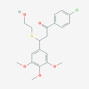B349295 1-(4-Chlorophenyl)-3-[(2-hydroxyethyl)sulfanyl]-3-(3,4,5-trimethoxyphenyl)propan-1-one CAS No. 308298-26-2