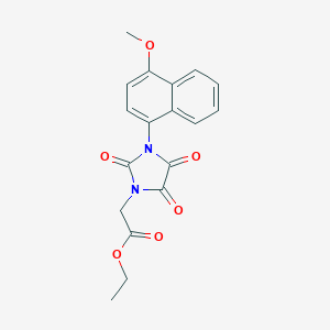 molecular formula C18H16N2O6 B034930 1-Imidazolidineacetic acid, 3-(4-methoxy-1-naphthyl)-2,4,5-trioxo-, ethyl ester CAS No. 101564-81-2