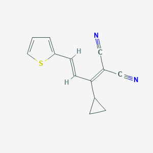 molecular formula C13H10N2S B349384 (E)-2-(1-cyclopropyl-3-(thiophen-2-yl)allylidene)malononitrile CAS No. 325730-00-5