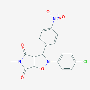 molecular formula C18H14ClN3O5 B349402 2-(4-chlorophenyl)-3-{4-nitrophenyl}-5-methyldihydro-2H-pyrrolo[3,4-d]isoxazole-4,6(3H,5H)-dione CAS No. 1005273-08-4