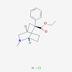 molecular formula C17H24ClNO2 B034948 2-Methyl-6-endo-phenyl-6-exo-carbethoxy-2-azabicyclo(2.2.2)octane hydrochloride CAS No. 110549-08-1