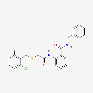 molecular formula C23H20ClFN2O2S B3496408 N-benzyl-2-({[(2-chloro-6-fluorobenzyl)thio]acetyl}amino)benzamide 