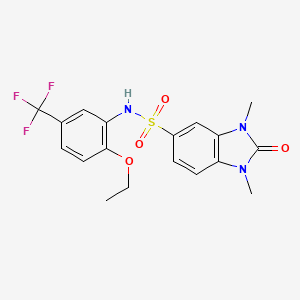 molecular formula C18H18F3N3O4S B3496427 N-[2-ethoxy-5-(trifluoromethyl)phenyl]-1,3-dimethyl-2-oxo-2,3-dihydro-1H-benzimidazole-5-sulfonamide 