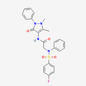molecular formula C25H23FN4O4S B3496491 N~1~-(1,5-dimethyl-3-oxo-2-phenyl-2,3-dihydro-1H-pyrazol-4-yl)-N~2~-[(4-fluorophenyl)sulfonyl]-N~2~-phenylglycinamide 