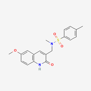 molecular formula C19H20N2O4S B3496559 N-[(2-HYDROXY-6-METHOXYQUINOLIN-3-YL)METHYL]-N,4-DIMETHYLBENZENE-1-SULFONAMIDE 