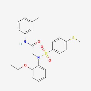 molecular formula C25H28N2O4S2 B3496686 N~1~-(3,4-dimethylphenyl)-N~2~-(2-ethoxyphenyl)-N~2~-{[4-(methylthio)phenyl]sulfonyl}glycinamide 
