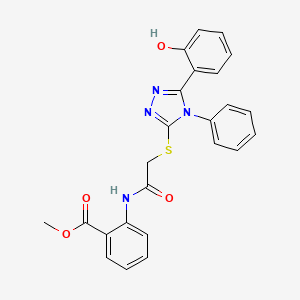 molecular formula C24H20N4O4S B3496700 methyl 2-[({[5-(2-hydroxyphenyl)-4-phenyl-4H-1,2,4-triazol-3-yl]thio}acetyl)amino]benzoate 
