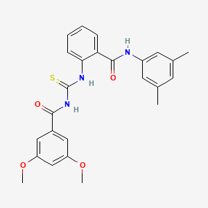 molecular formula C25H25N3O4S B3496709 N-{[(2-{[(3,5-dimethylphenyl)amino]carbonyl}phenyl)amino]carbonothioyl}-3,5-dimethoxybenzamide 