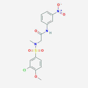 molecular formula C16H16ClN3O6S B3496760 N~2~-[(3-chloro-4-methoxyphenyl)sulfonyl]-N~2~-methyl-N-(3-nitrophenyl)glycinamide 