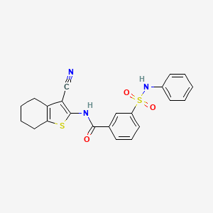 molecular formula C22H19N3O3S2 B3496855 N-(3-cyano-4,5,6,7-tetrahydro-1-benzothiophen-2-yl)-3-(phenylsulfamoyl)benzamide 