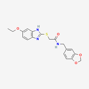 molecular formula C19H19N3O4S B3496888 N-[(2H-1,3-BENZODIOXOL-5-YL)METHYL]-2-[(5-ETHOXY-1H-1,3-BENZODIAZOL-2-YL)SULFANYL]ACETAMIDE 