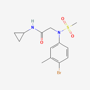 molecular formula C13H17BrN2O3S B3496898 N~2~-(4-bromo-3-methylphenyl)-N~1~-cyclopropyl-N~2~-(methylsulfonyl)glycinamide 