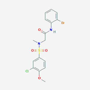 molecular formula C16H16BrClN2O4S B3496915 N-(2-bromophenyl)-N~2~-[(3-chloro-4-methoxyphenyl)sulfonyl]-N~2~-methylglycinamide 