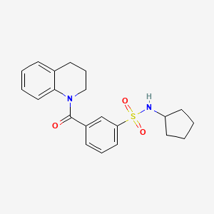 molecular formula C21H24N2O3S B3496943 N-CYCLOPENTYL-3-(1,2,3,4-TETRAHYDROQUINOLINE-1-CARBONYL)BENZENE-1-SULFONAMIDE 