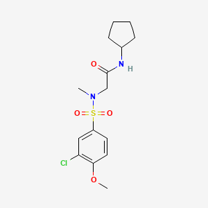 molecular formula C15H21ClN2O4S B3496984 N~2~-[(3-chloro-4-methoxyphenyl)sulfonyl]-N-cyclopentyl-N~2~-methylglycinamide 