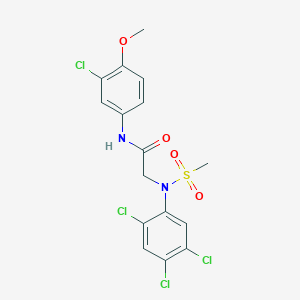 molecular formula C16H14Cl4N2O4S B3497030 N~1~-(3-chloro-4-methoxyphenyl)-N~2~-(methylsulfonyl)-N~2~-(2,4,5-trichlorophenyl)glycinamide 