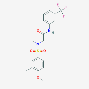 molecular formula C18H19F3N2O4S B3497080 N~2~-[(4-methoxy-3-methylphenyl)sulfonyl]-N~2~-methyl-N-[3-(trifluoromethyl)phenyl]glycinamide 